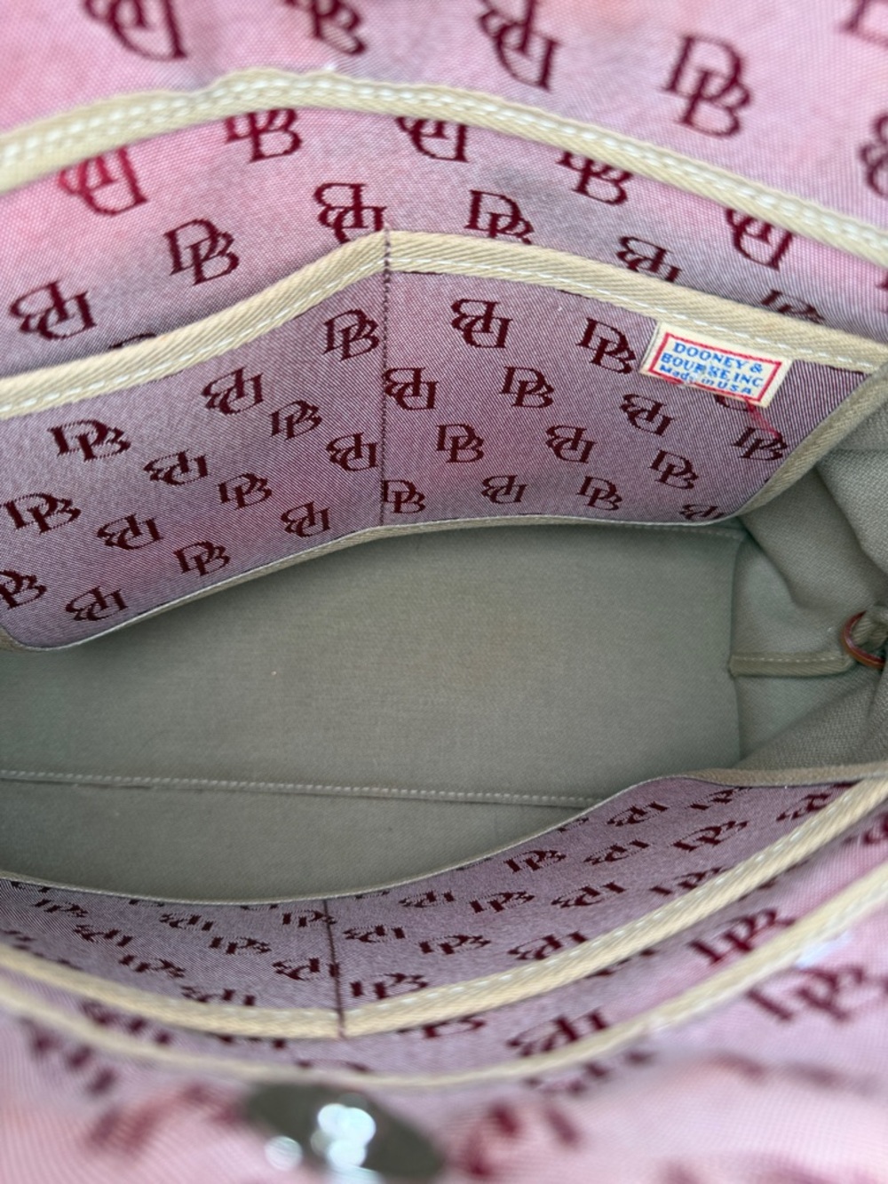 Dooney and Burke EUC like new pink/ted tassel shoulder tote 14 X 11 1/2 5 deep - Picture 7 of 9